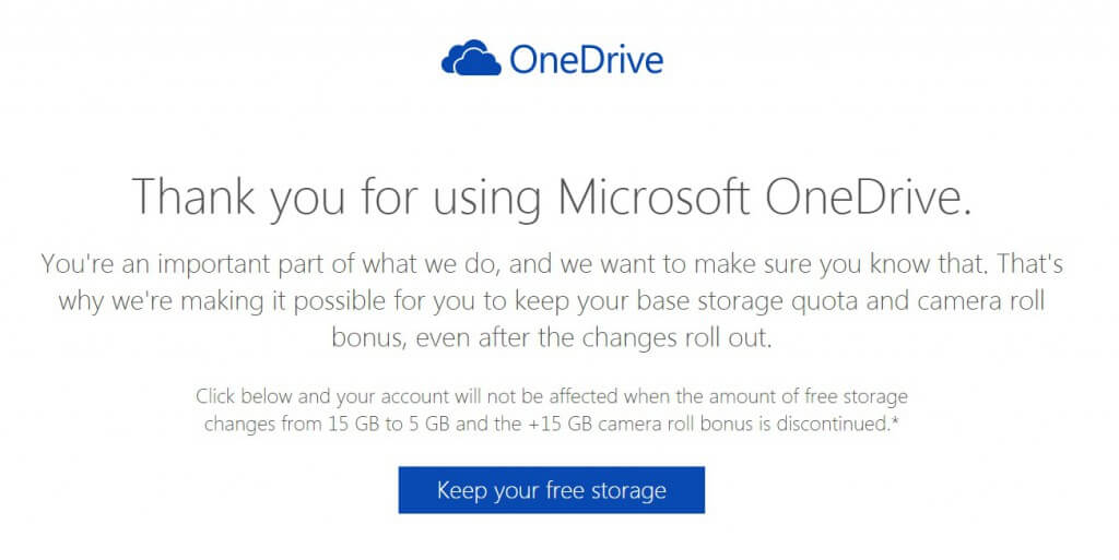 OneDrive – kostenlosen Speicher behalten
